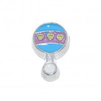 Blue and purple baby rattle - baby boy 9mm floating charm