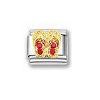 Red rhinestone flipflops 9mm Enamel Italian Charm