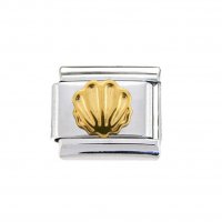 Goldtone mermaid shell - 9mm enamel Italian charm