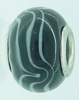 EB292 - Black with white swirls bead