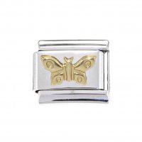 Gold butterfly 9mm enamel Italian charm - fits classic bracelets