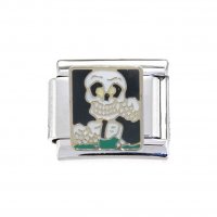 Skeleton on black background - enamel 9mm Italian charm