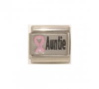 Auntie with Breast Cancer Ribbon 9mm Italian charm