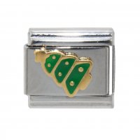 Christmas tree gold outline - enamel 9mm Italian charm
