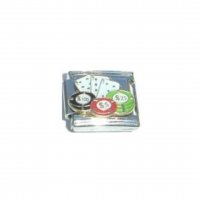 Cards and poker chips - enamel 9mm italian charm
