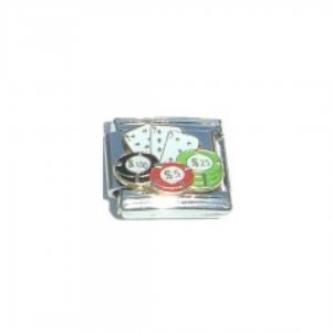 Cards and poker chips - enamel 9mm italian charm