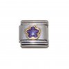 Purple sparkly flower - 9mm Italian charm
