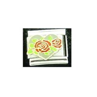 Roses in grey heart - 9mm enamel Italian charm