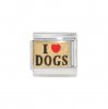 I love dogs - gold coloured enamel 9mm Italian charm