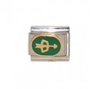 Sagittarius green oval charm - (23/11-21/12) 9mm Italian charm