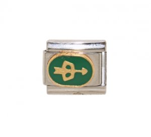 Sagittarius green oval charm - (23/11-21/12) 9mm Italian charm