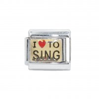 I love to sing - gold enamel charm