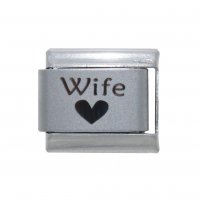 Wife with heart plain laser - 9mm Italian charm