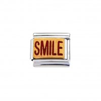 Smile - Red and Gold Enamel 9mm Italian charm