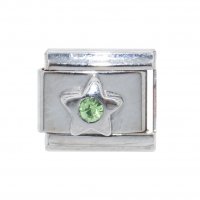 August Birthstone star - Peridot 9mm italian charm