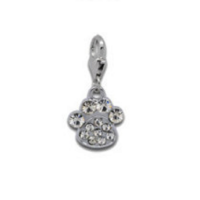 Rhinestone pawprint clear - clip on charm