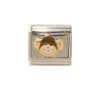 Cheeky smiling monkey enamel 9mm Italian charm