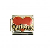 Quilting in red heart enamel 9mm Italian charm