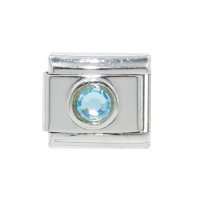 March small circle Birthstone - Aquamarine 9mm Italian charm