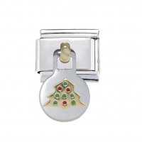 Christmas tree (a) dangle charm - enamel 9mm Italian charm