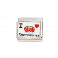I love strawberries - enamel 9mm Italian charm