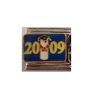 2009 with Hat and scroll - enamel 9mm italian charm