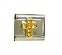 November Cross Birthstone Citrine - 9mm Italian Charm