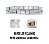 18 link shiny bracelet including mum & I love you charm