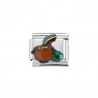 Pot of gold at the end of the rainbow - enamel 9mm Italian charm