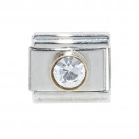 April Birthstone - Diamond - Gold outline circle charm