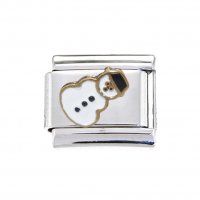 Snowman with Hat - enamel 9mm Italian charm - Christmas