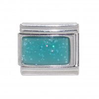 Sparkly rectangle birthmonth - March aquamarine Italian charm