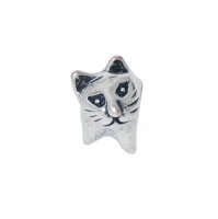 EB28 - Silvertone cat bead - European bead charm