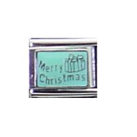 Merry Christmas on light blue background - 9mm Italian charm