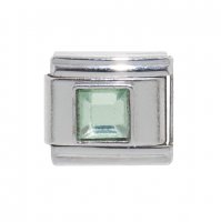 August - Square Birthstone - Peridot 9mm Italian Charm