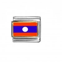 Flag - Laos photo enamel 9mm Italian charm