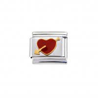 Red heart with arrow (2) - 9mm enamel charm