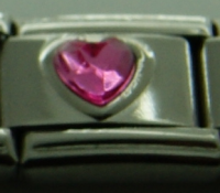 Pink crystal heart - 9mm Italian charm