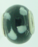 EB89 - Glass bead - Black bead with white