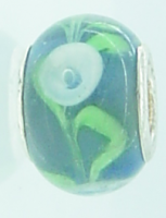 EB359 - Blue bead with grean and blue pattern
