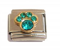 December - Birthstone Turquoise - pawprint 9mm Italian charm