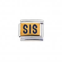 Sis - blue and gold enamel 9mm Italian charm