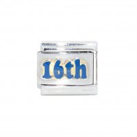 16th Blue enamel - 9mm Italian charm