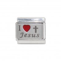 I love Jesus - goldtone enamel 9mm Italian charm