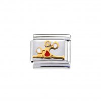 Cheerleader - gold and red - enamel 9mm Italian Charm