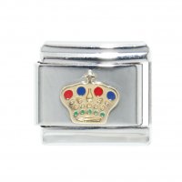 Red, Blue and gold crown - 9mm Italian charm
