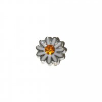 White daisy flower with orange stone 8mm floating locket charm