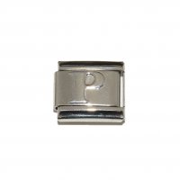 Silver coloured letter P - 9mm Italian charm