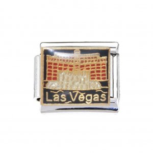 Las Vegas Hotel Fountain - 9mm enamel Italian Charm