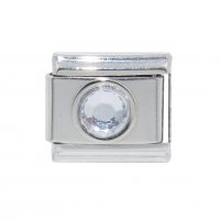 April small Circle Birthstone - Diamond 9mm Italian Charm